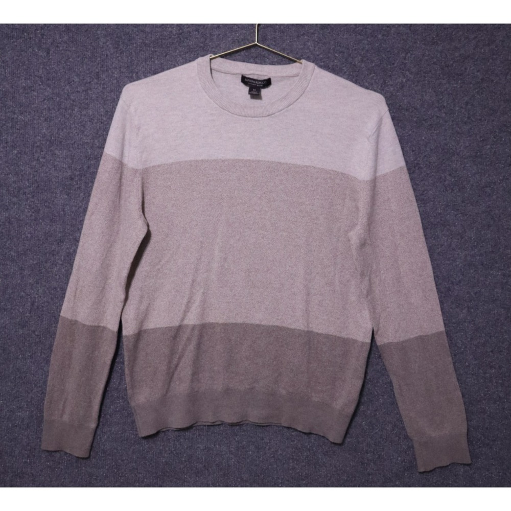Banana Republic Pullover Men M Beige Crew Neck Luxury Blend‎ Silk Cashmere EUC
